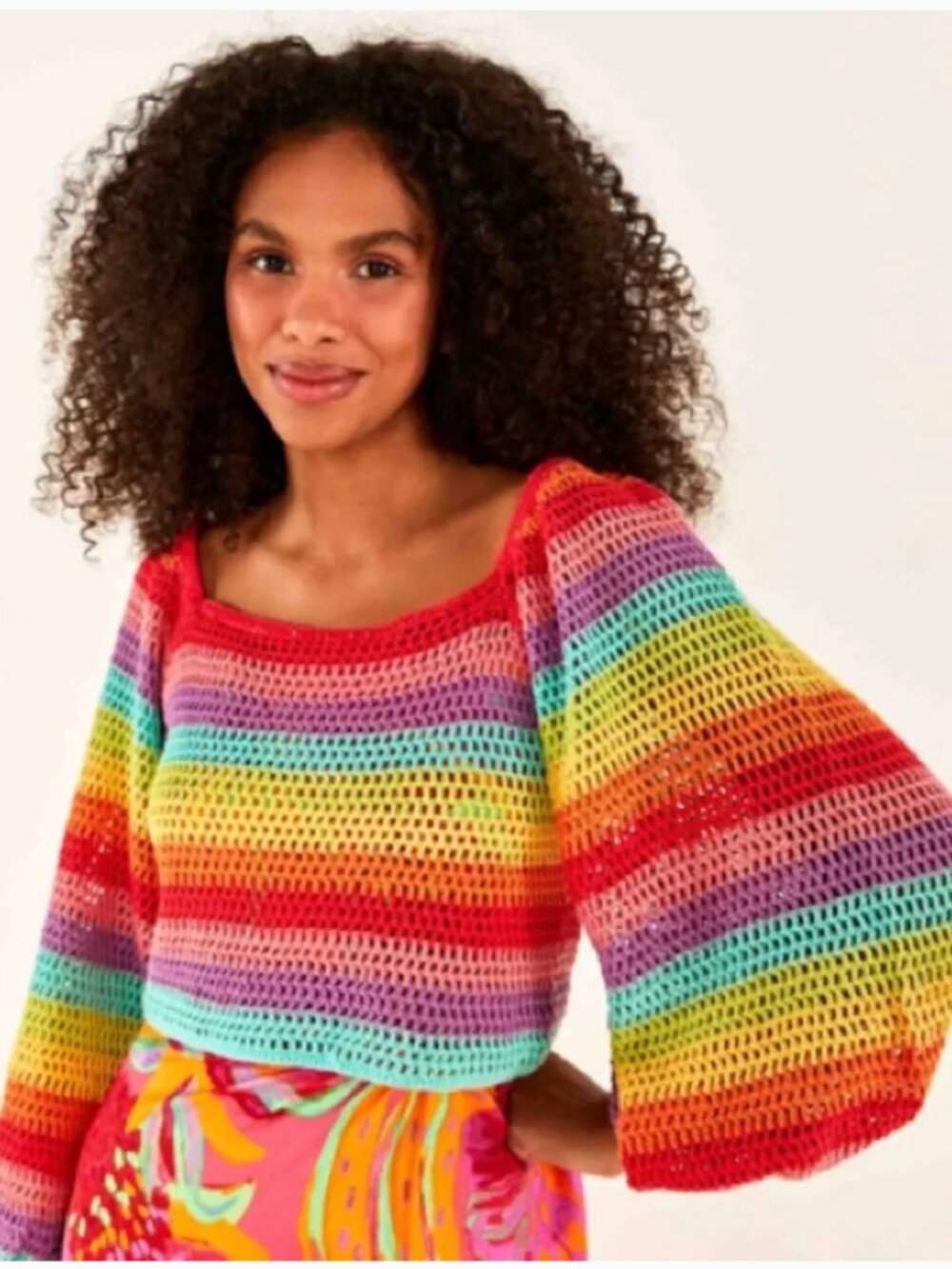 Farm Rio Multicolored Crochet Sweater - Picture 3 of 3